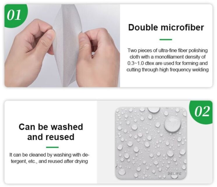 Салфетка для дисплея RELIFE RL-045C Double-Layer Polishing Cloth - White: фото 11 из 11