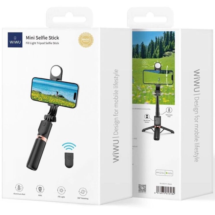 Селфи-монопод WIWU Wi-SE011 Mini Selfie Stick - Black: фото 6 из 8