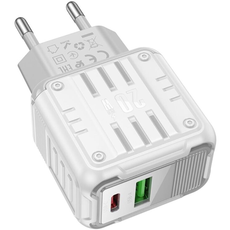 Сетевое зарядное устройство Hoco C135A Rock QC3.0 (20W) - White: фото 2 из 7