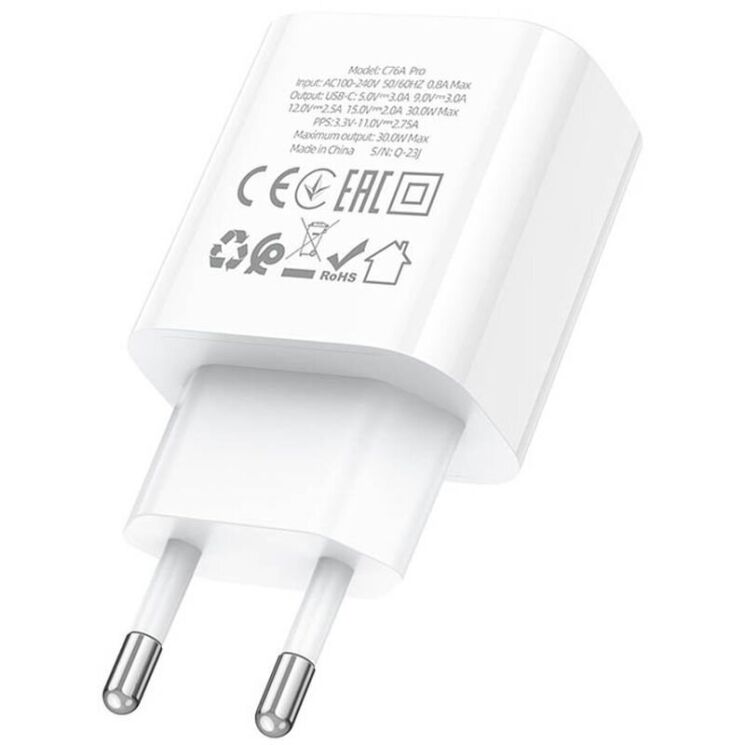 Сетевое зарядное устройство Hoco C76A Pro PD30W - White: фото 2 из 4