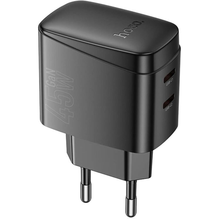 Мережевий зарядний пристрій Hoco CS62A PD45W (2Type-C) - Black: фото 2 з 8