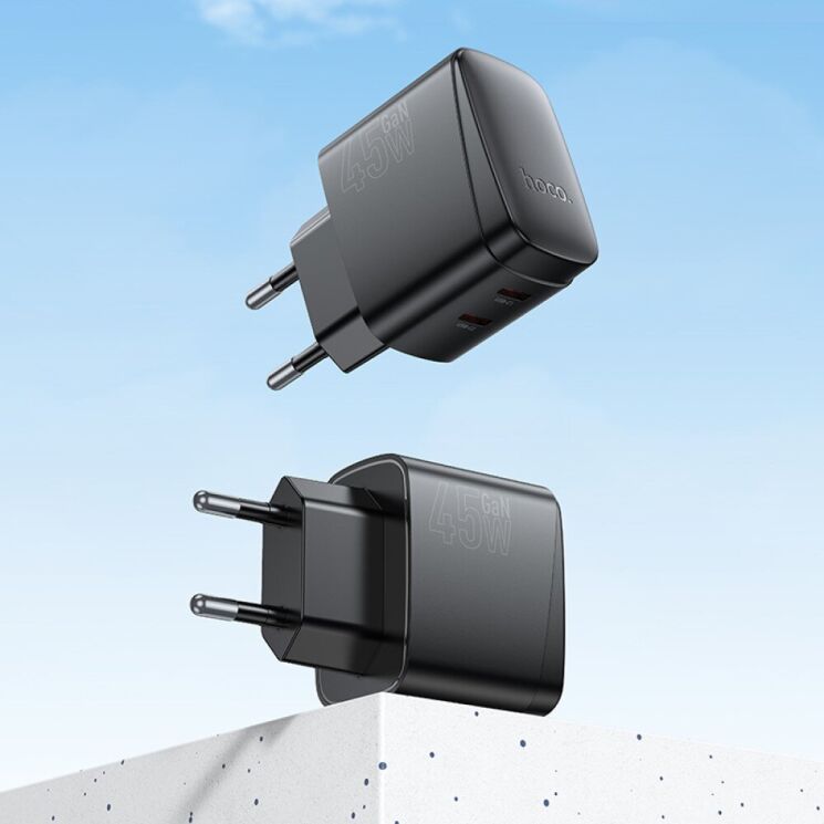 Мережевий зарядний пристрій Hoco CS62A PD45W (2Type-C) - Black: фото 7 з 8