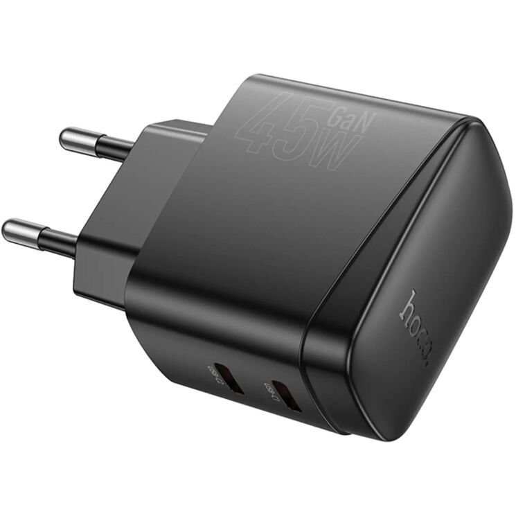 Мережевий зарядний пристрій Hoco CS62A PD45W (2Type-C) - Black: фото 4 з 8