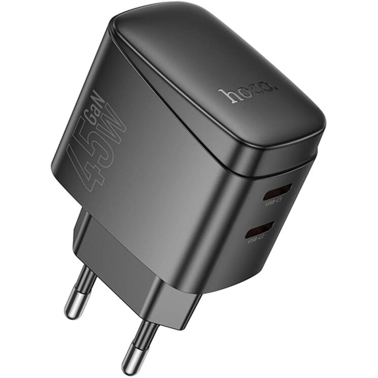 Мережевий зарядний пристрій Hoco CS62A PD45W (2Type-C) - Black: фото 1 з 8