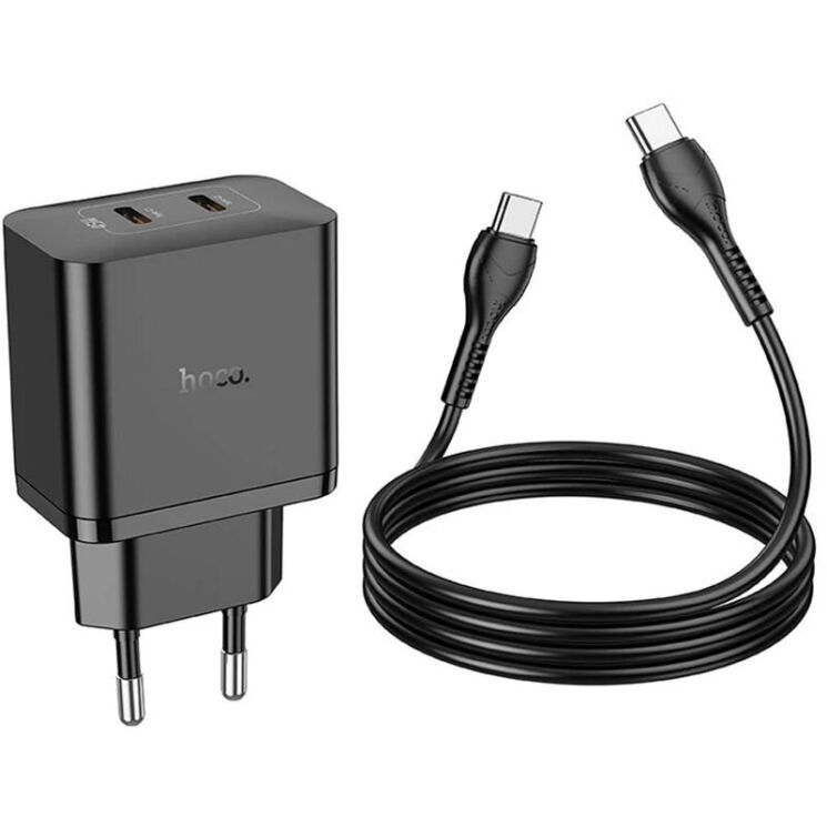 Сетевое зарядное устройство Hoco N35 Streamer PD45W (2C) + кабель Type-C to Type-C - Black: фото 4 из 6