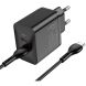 Сетевое зарядное устройство Hoco N35 Streamer PD45W (2C) + кабель Type-C to Type-C - Black (346136B). Фото 3 из 6