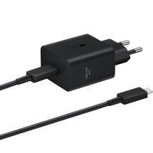 Мережевий зарядний пристрій Samsung Compact Power Adapter 45W + кабель Type-C to Type-C (EP-T4511XBEGEU) - Black: фото 1 з 4