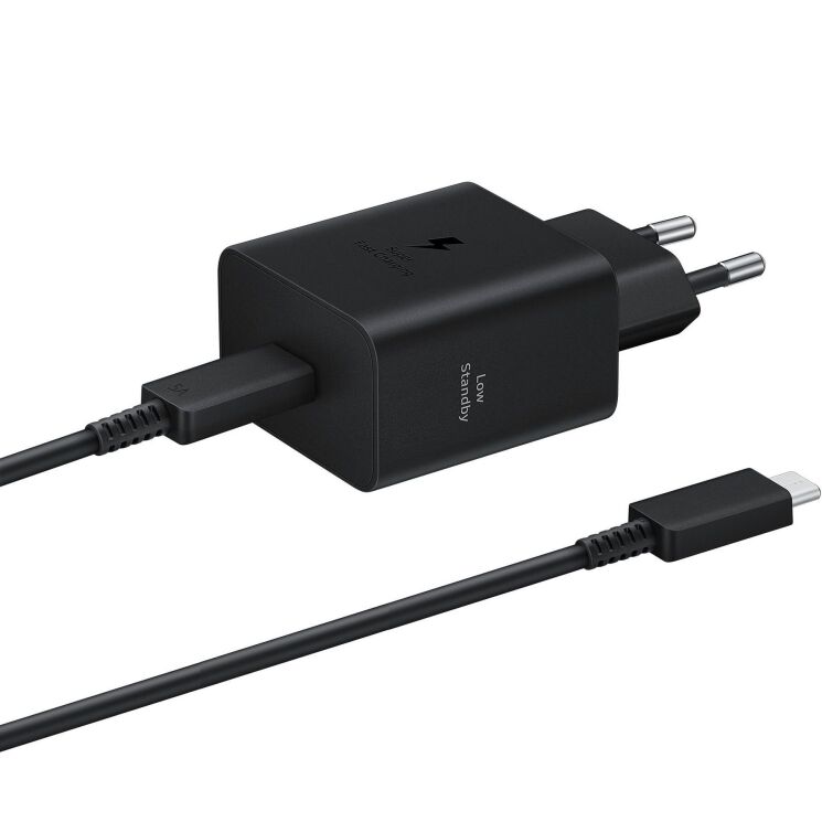 Сетевое зарядное устройство Samsung Compact Power Adapter 45W + кабель Type-C to Type-C (EP-T4511XBEGEU) - Black: фото 1 из 4
