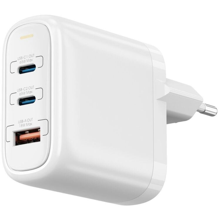 Мережевий зарядний пристрій WiWU Wi-U024 Ark 65W QC+PD GaN (1U+2C) - White: фото 1 з 6