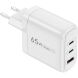 Мережевий зарядний пристрій WiWU Wi-U024 Ark 65W QC+PD GaN (1U+2C) - White (995699W). Фото 3 з 6