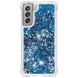 Силиконовый (TPU) чехол Deexe Liquid Glitter для Samsung Galaxy S21 FE (G990) - Blue Hearts (230628J). Фото 3 из 7