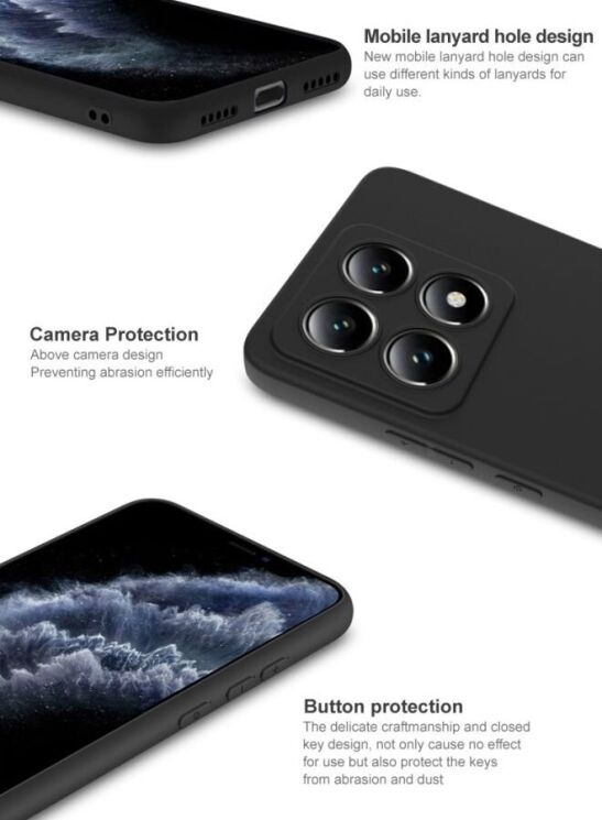 Силиконовый (TPU) чехол IMAK UC-3 Series для Xiaomi 14T - Black: фото 8 из 9