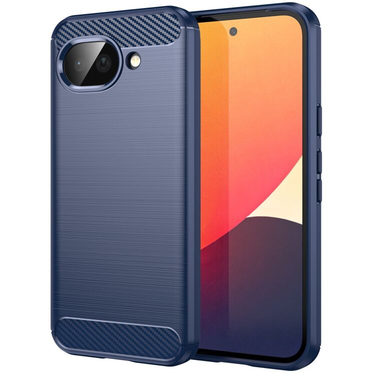 Силиконовый (TPU) чехол UniCase Carbon для Google Pixel 10a - Blue: фото 1 из 8
