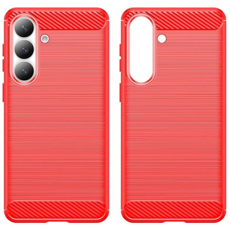 Силиконовый (TPU) чехол UniCase Carbon для Samsung Galaxy S26 Plus - Red: фото 2 из 8
