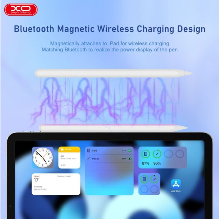 Стилус XO ST-05 iPad 2-Gen Wireless Charging Pen - White: фото 5 из 9