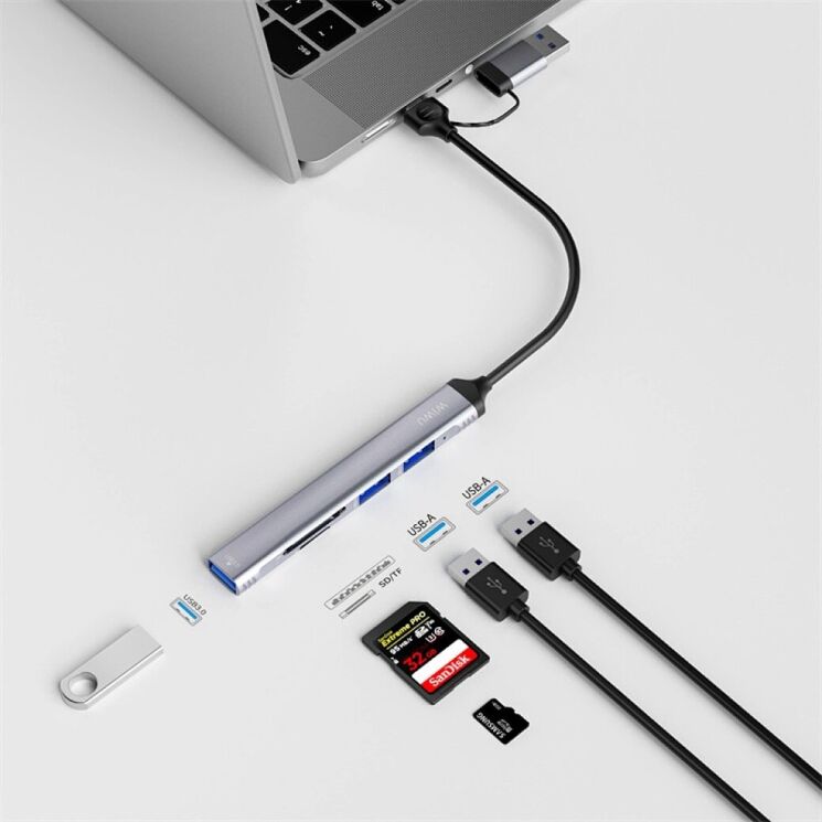 USB HUB WIWU Wi-HB003 ZOLO 5 in 1 - Gray: фото 5 з 6