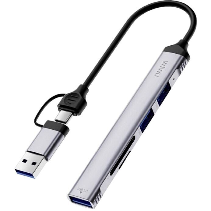 USB HUB WIWU Wi-HB003 ZOLO 5 in 1 - Gray: фото 1 з 6