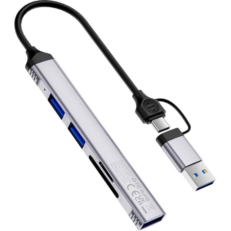 USB HUB WIWU Wi-HB003 ZOLO 5 in 1 - Gray: фото 2 з 6