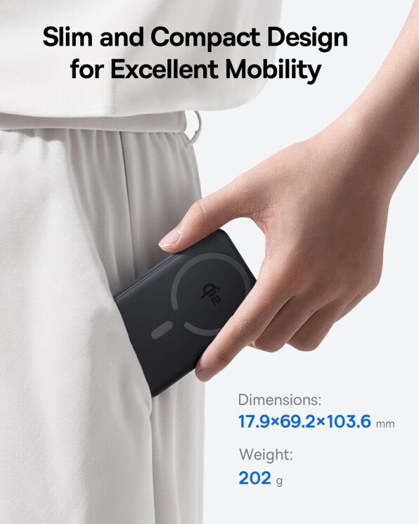 Внешний аккумулятор Baseus EnerFill FM12 Qi2 Magnetic 22.5W (10000mAh) E0028500 - Cosmic Black: фото 6 из 11