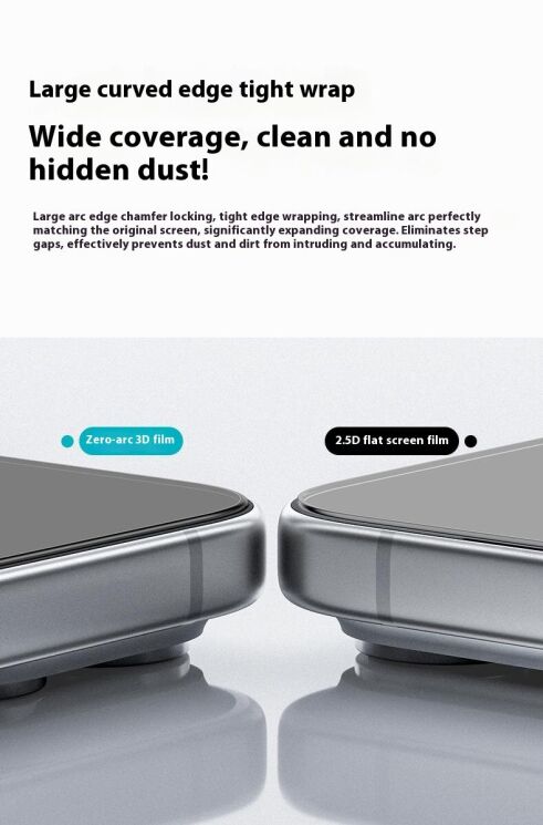 Захисне скло BENKS Zero Arc Series AntiSpy для iPhone Air - Black: фото 5 з 15