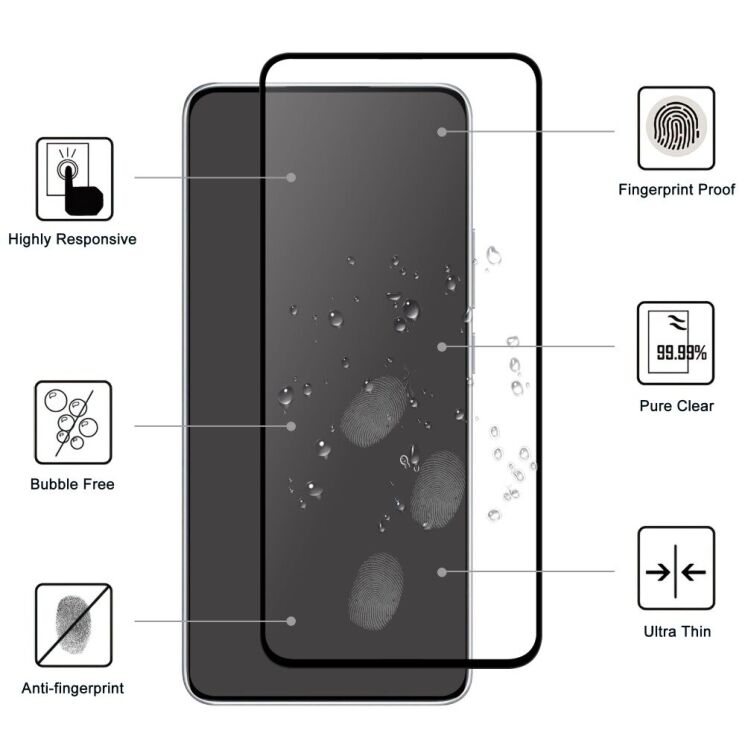 Захисне скло Deexe Full Glue Coverage для Xiaomi Redmi Note 14 5G - Black: фото 2 з 4