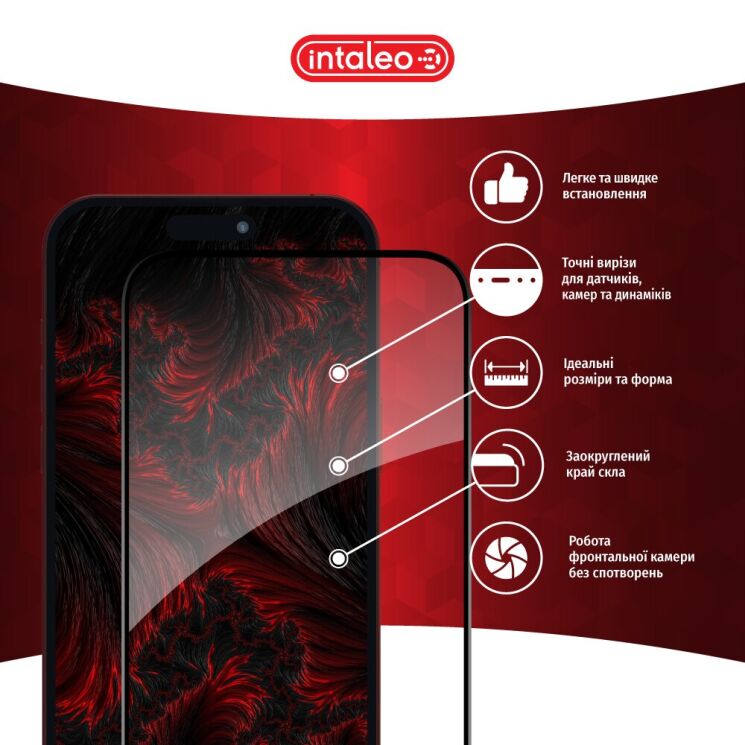 Защитное стекло Intaleo Full Glue для Apple iPhone 15 Pro Max - Black: фото 4 из 9