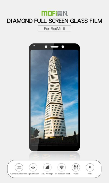 Захисне скло MOFI 9H Full Cover Glass для Xiaomi Redmi 6 - White: фото 2 з 8