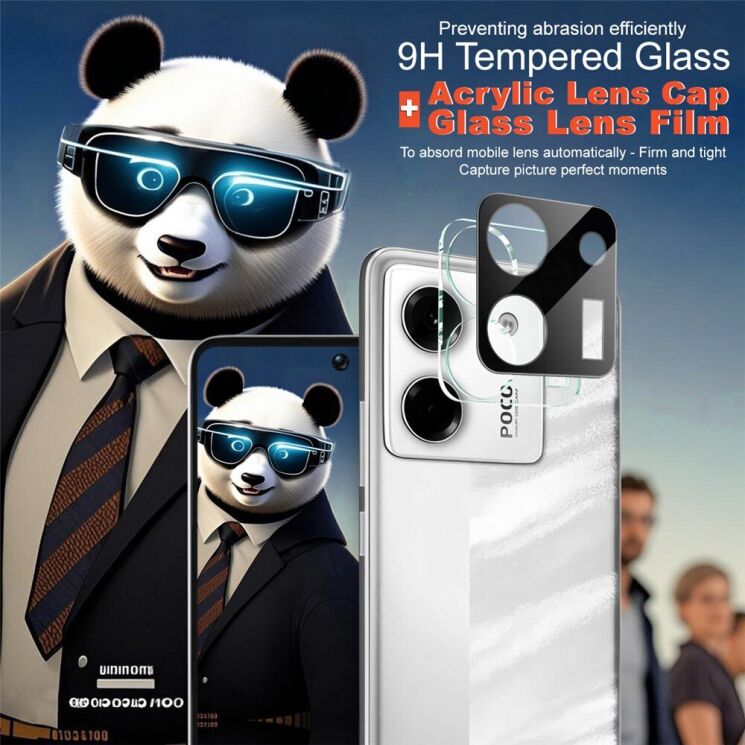 Защитное стекло на камеру IMAK Black Glass Lens для Xiaomi Poco M7 Pro - Black: фото 3 из 7