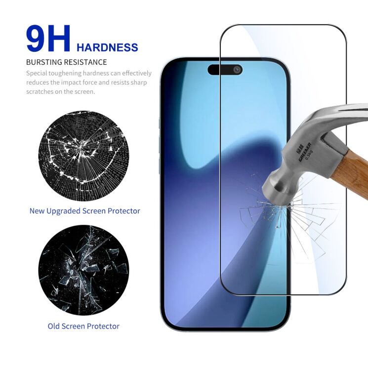 Защитное стекло RURIHAI Full Glue Screen Protect для Apple iPhone 17 Pro - Black: фото 4 из 7