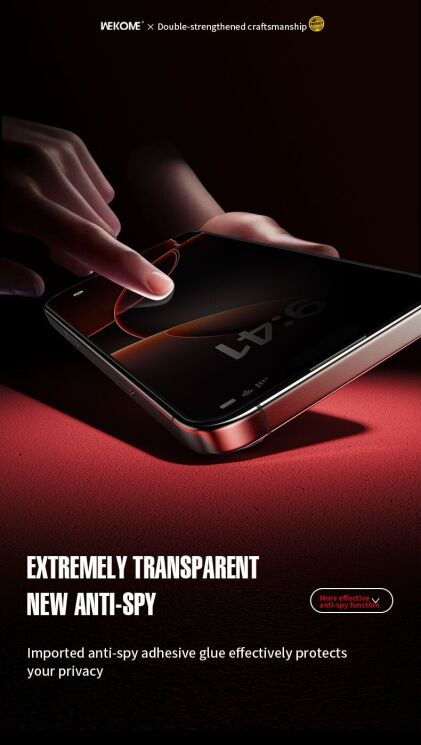 Захисне скло WEKOME WTP-116 6D Curved Ultra-Fine Edge Privacy для iPhone 17 Pro - Black (403294B) Захисне скло WEKOME WTP-116 6D Curved Ultra-Fine Edge Privacy для iPhone 17 Pro - Black: фото 8 з 12