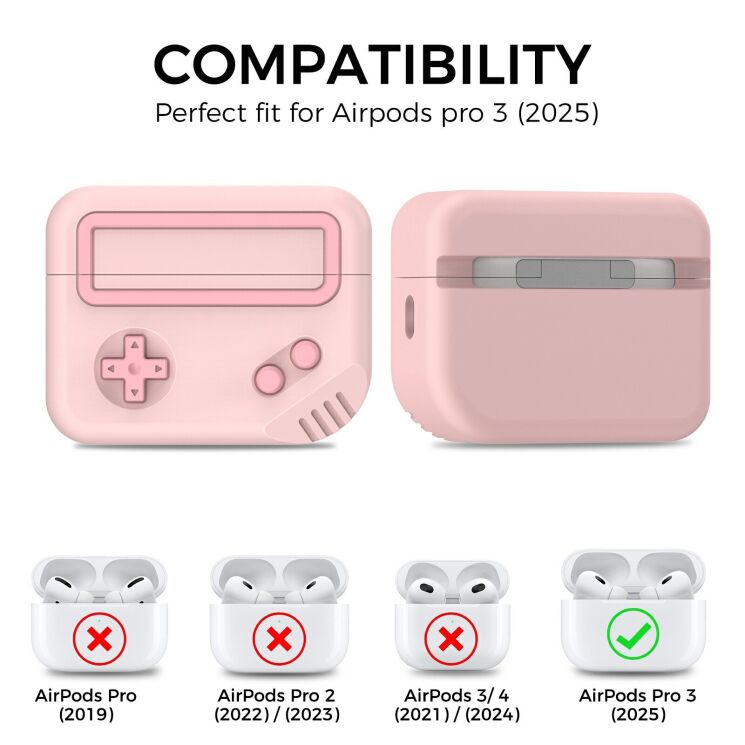 Защитный чехол AHASTYLE Game Console для Apple AirPods Pro 3 - Pink: фото 2 из 7