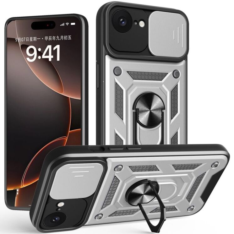 Защитный чехол Deexe Armor Shield для Apple iPhone 16e - Silver: фото 1 из 10