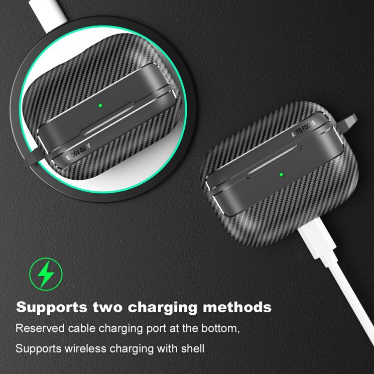 Защитный чехол Deexe Carbon Case для AirPods Pro 3 - Grey (390103H) Защитный чехол Deexe Carbon Case для AirPods Pro 3 - Grey: фото 7 из 8