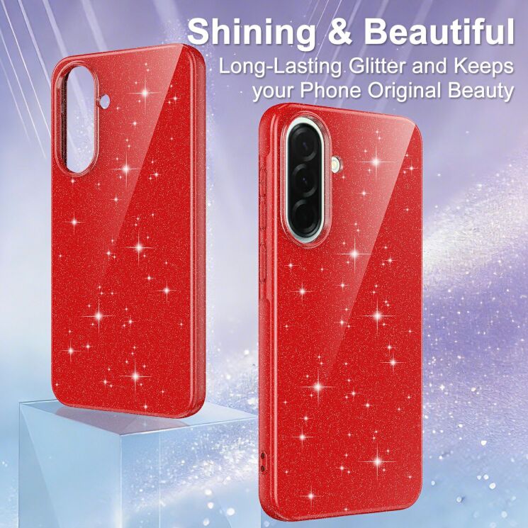 Захисний чохол Deexe Glitter Case with MagSafe для Samsung Galaxy A37 (A376) / A36 (A366) / A56 (A566) - Red: фото 5 з 7