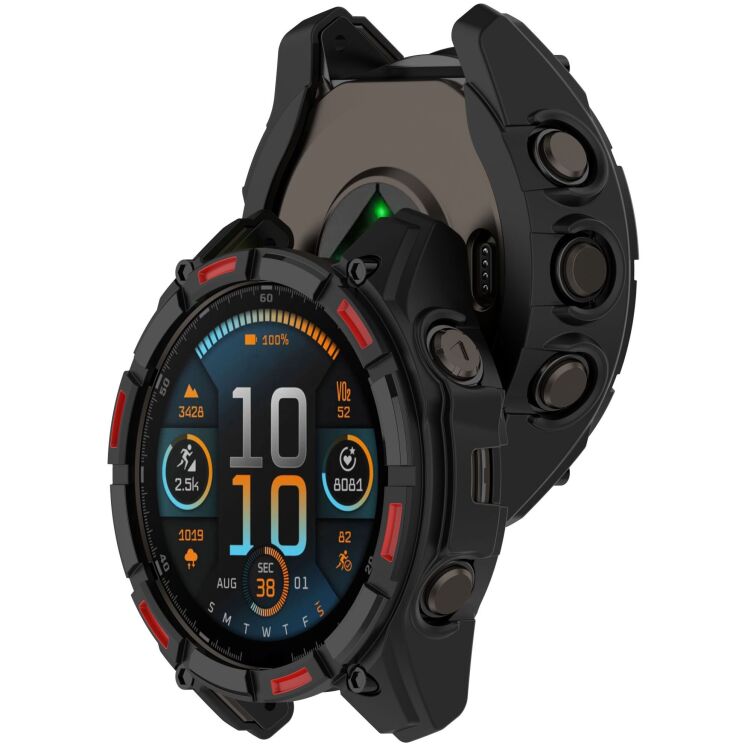 Защитный чехол Deexe Hollow Cover для Garmin Tactix 8 (47mm) - Black / Red: фото 6 из 7