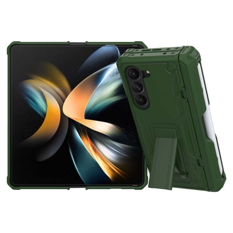 Защитный чехол Deexe Hybrid Kickstand для Samsung Galaxy Fold 5 - Dark Green: фото 2 из 6