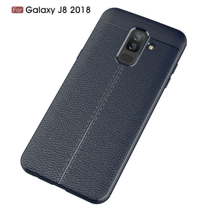 Защитный чехол Deexe Leather Cover для Samsung Galaxy J8 2018 (J810) - Dark Blue: фото 2 из 10
