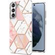Защитный чехол Deexe Marble Pattern для Samsung Galaxy S21 FE (G990) - White / Pink (230652WP)