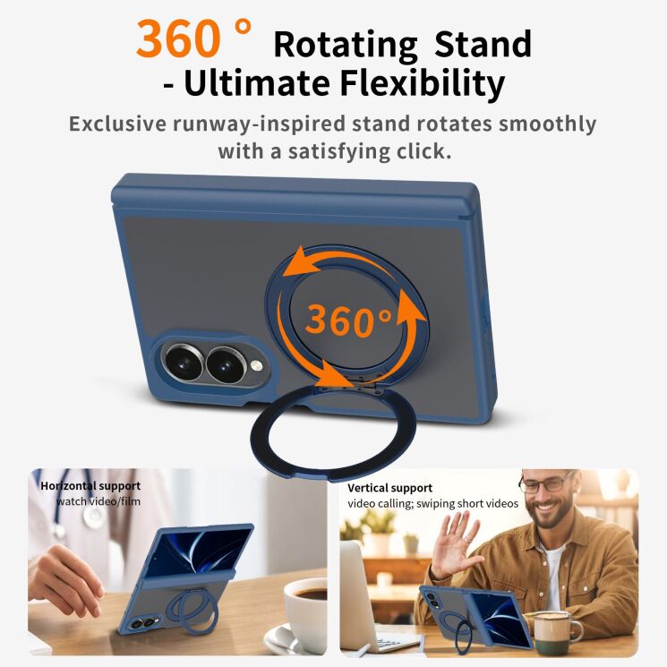 Захисний чохол Deexe Matte Skin Kickstand with MagSafe (FF) для Samsung Galaxy Fold 8 - Blue: фото 4 з 8