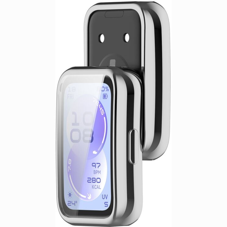 Защитный чехол Deexe Protective Frame для Huawei Band 11 - Electroplated Silver (331001S) Защитный чехол Deexe Protective Frame для Huawei Band 11 - Electroplated Silver: фото 2 из 7