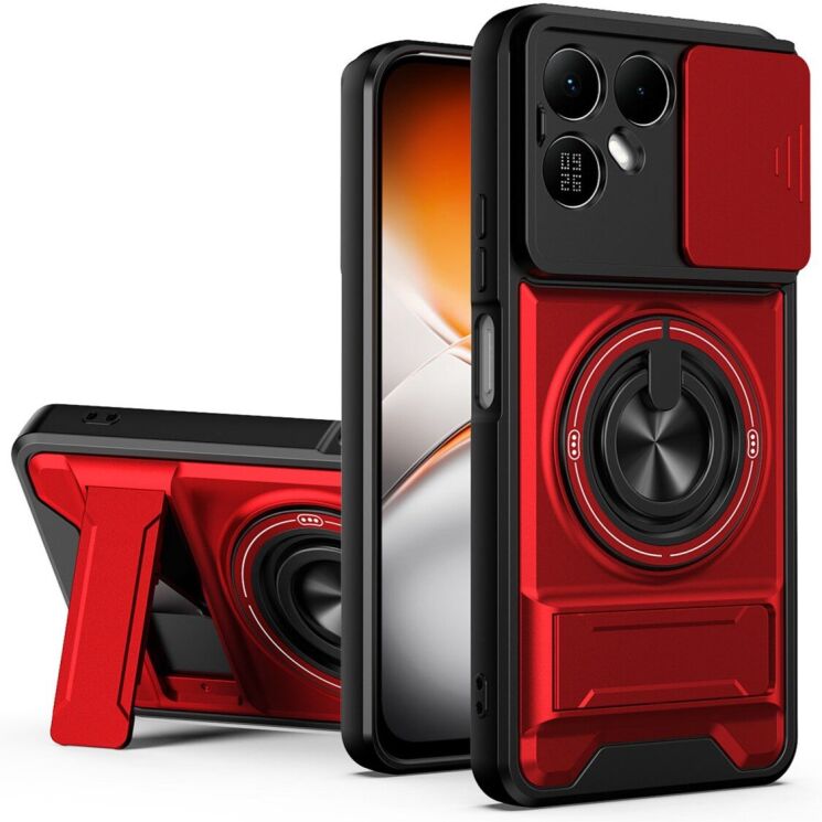 Защитный чехол Deexe Ring Shield для TECNO Pova 8 - Red: фото 1 из 12