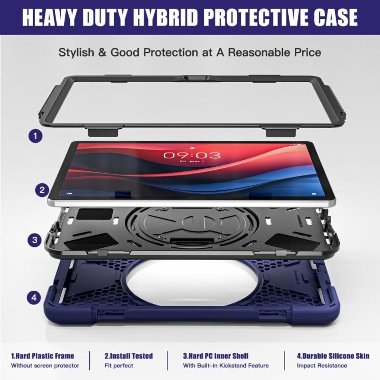 Защитный чехол Deexe Rotation Hybrid для Lenovo Tab M11 (TB330) / Xiaoxin Pad 11 - Navy Blue: фото 8 из 11
