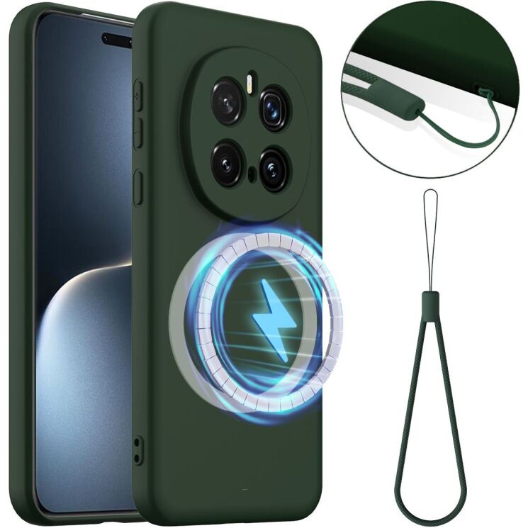 Защитный чехол Deexe Silicone Case with MagSafe для Honor Magic 7 Pro - Dark Green: фото 1 из 9