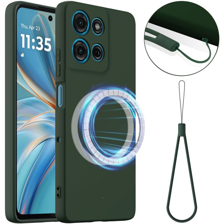 Захисний чохол Deexe Silicone Case with MagSafe для Motorola Moto G15 / G15 Power / G17 Power - Dark Green: фото 1 з 9