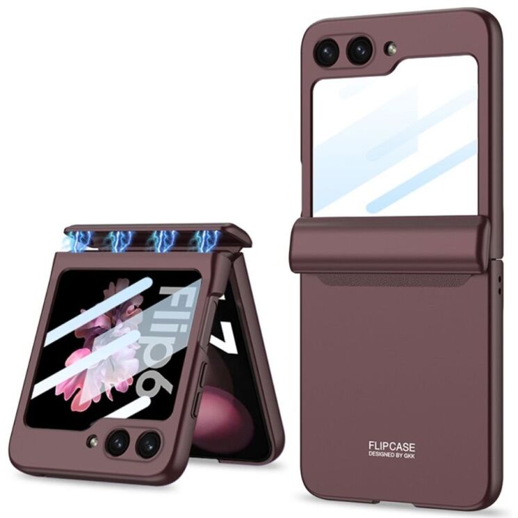 Защитный чехол GKK Magnetic Fold для Samsung Galaxy Flip 6 - Wine Red: фото 1 из 9