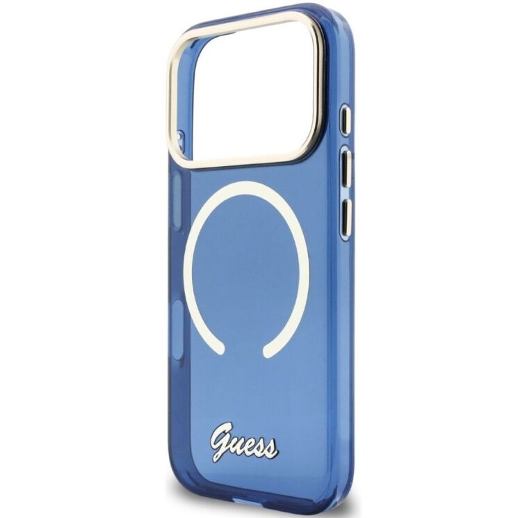 Защитный чехол Guess IML Script Metal MagSafe для iPhone 17 Pro (GUHMP17L5HTCSMSB) - Blue: фото 6 из 9
