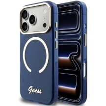 Защитный чехол Guess IML Script Metal MagSafe для iPhone 17 Pro (GUHMP17L5HTCSMSB) - Blue: фото 1 из 9