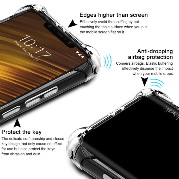 Защитный чехол IMAK Airbag MAX Case для Xiaomi Pocophone F1 - Transparent: фото 4 из 5