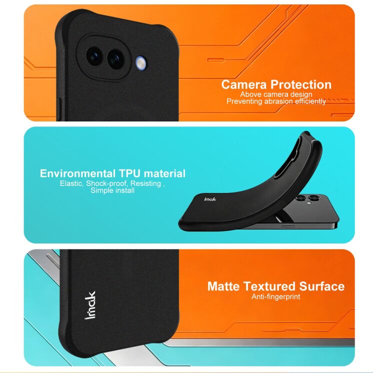 Защитный чехол IMAK Airbag Sand Case with MagSafe для Google Pixel 10a - Matte Black: фото 11 из 11