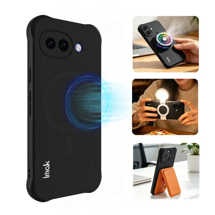 Защитный чехол IMAK Airbag Sand Case with MagSafe для Google Pixel 10a - Matte Black: фото 3 из 11